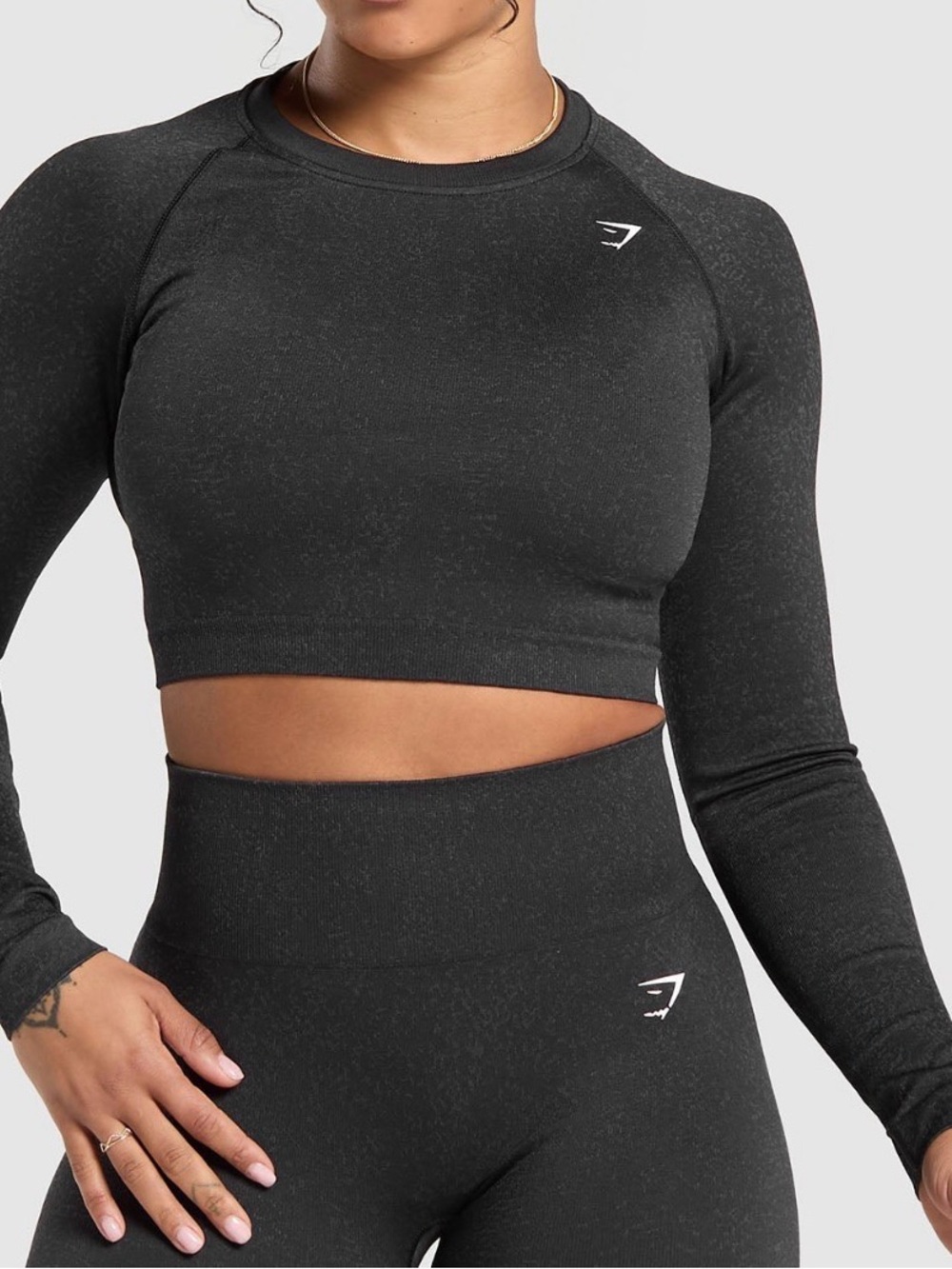 Gymshark Black Seamless Long Sleeve Crop Top